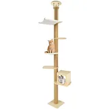 Youyijia Katzenbaum Deckenhoch 288–304 cm XXL, 5 Ebenen Katzenkratzbaum mit Breiter Basis, Kletterbaum für Katzen, Kratzbaum aus Naturholz, Katzenmöbel