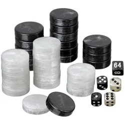 Philos-Spiele Spielsteine, Backgammon, groß, 34 x 10 mm, Kunststoff, schwarz weiß, inkl. Würfel