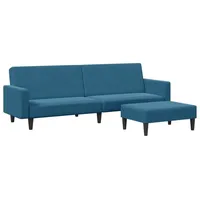 vidaXL Schlafsofa 2-Sitzer mit Fußhocker Blau Samt