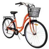 Damenrad EX-3, 28 Zoll, Korb, Licht, Aluminiumrahmen, nur 14,5 kg, Shimano 7 Gang, Shimano Schaltwerk Fahrrad Damen Damenfahrrad 28 Zoll