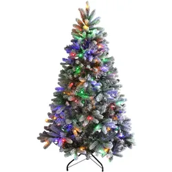 Kunst LED Weihnachtsbaum 150 cm beschneit 150 LEDs multicolor warmweifl