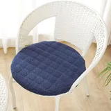 RZYW Sitzkissen Rund Stuhlkissen 40x40cm 6er Set Waschbar Sitzkissen Stuhl rutschfest Sitzpolster Stuhlauflage Cordstoff Bodenkissen für Outdoor Gartenstuhl Küche Esszimmer,Corduroy darkblue,2er 40cm