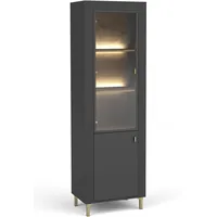 99rooms Kossa Vitrine Schwarz Eiche mit LED-Beleuchtung