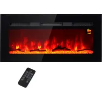 HOMCOM Elektrokamin mit LED Flammeneffekt,1800 W Wandkamin in 3 Farben mit 5 Helligkeitsstufen, Elektrischer Kamin mit Fernbedienung, Touchscreen, Wandmontage, Schwarz   Aosom