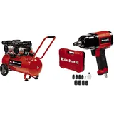 Einhell Kompressor TE-AC 50 Silent (Flüsterkompressor, 1500 W, max. 8 bar Betriebsdruck, 270 L/min Ansaugleistung, öl-/servicefreier Motor, 50 l-Tank, inkl. Druckluft-Schlagschrauber TC-PW 340)