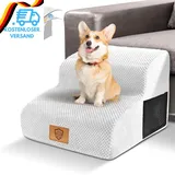 HEVOL Hundetreppe 2 Stufen, Abnehmbarem Hunderampe Mit Waschbarem Bezug Und Ruts