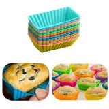 10pcs Silikon Mini Rectangle Wiederverwendbare Cupcake Und Muffin-backen-schalen-silikon-kuchen-zwischenlagen Non-stick Kleine Laibwanne (zufällige Farbe)