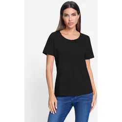 T-Shirt HEINE "T-Shirt", Damen, Gr. 48, schwarz, 95% Baumwolle, 5% Elasthan, unifarben, Rundhals, Kurzarm, Shirts
