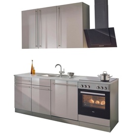 wiho Küchen Küchenzeile »Chicago«, ohne E-Geräte, Breite 220 cm, braun