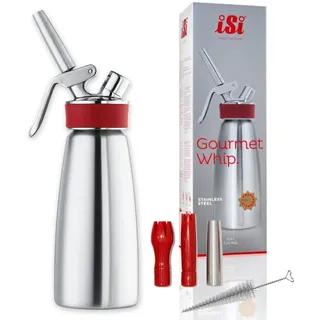 ISI Sahnespender 500ml, Gourmet Whip Plus, 0.5 Liter, aus hochwertigem Edelstahl, Betrieb Sahnekapseln, für Sahne, warme und kalte Saucen, Suppen, Espumas und Desserts