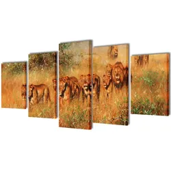 vidaXL Bilder Dekoration Set Löwen 100 x 50 cm