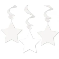 3 Swirl Girlanden Sterne weiss