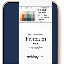 SCHLAFGUT Premium Baumwolle 140 x 200 - 160 x 220 cm blue deep