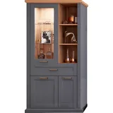 Home Affaire Vitrine »Tara« (H/B/T): 200/101/48cm, lackiert mit wasserbasiertem UV-Lack, Soft-Close-Funktion grau