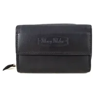 Geldbörse Portemonnaie Echt Leder Damen Geldbeutel weich Schwarz RFID Damenbörse