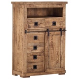 Lomadox Highboard KARLSTAD-123, Wohn-/Esszimmer in Mangoholz natur massiv, B/H/T ca. 90/130/47 cm braun