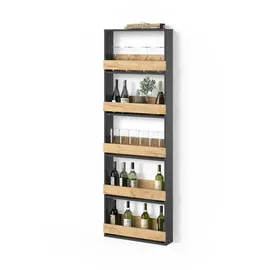 livinity® Weinregal 60 x 180 cm Goldkraft Eiche/Anthrazit