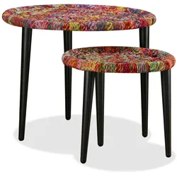 Couchtisch-Set 2 Stk. Chindi-Gewebe Mehrfarbig | vidaXL : Farbe - Mehrfarbig