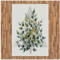 Teppich Flachgewebe Deko-Teppiche für das Wohn-,Schlaf-, und Essenszimmer, Abakuhaus, rechteckig, Eukalyptusblätter Einfache botanische Kunst Dreieck grün|weiß 160 cm x 230 cm