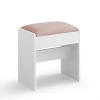 VASAGLE Hocker Schminktisch Samt mattweiß-pastellrosa