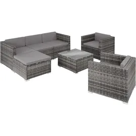 Tectake Lignano Rattan Lounge 7-tlg. Grau