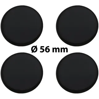 4 x Ø 56 mm Polymere Aufkleber / Schwarz / Nabenkappen, Felgendeckel