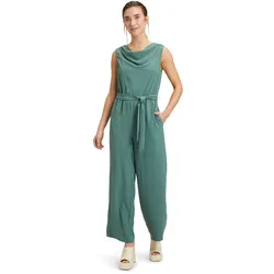 Overall CARTOON "Cartoon Jumpsuit mit Bindegürtel", Damen, Gr. 46, Normalgrößen, grün (schwarz forest), Obermaterial: 100% Polyester., modisch, tailliert, Wasserfallausschnitt, ohne Ärmel, Overalls, Design