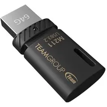 Team Group M211 64 GB, USB 3.2 Gen 1 (3.1 Gen 1), 100 MB/s, Ohne Deckel, Schwarz