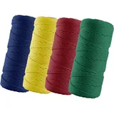 BEIGOLD® Premium Makramee Garn 3mm x 100m - Makramee Set Gelb, Rot, Grün, Blau - Baumwollmischgarn zum Knüpfen von Macrame - Rope Garn - Makramee Garn Set aus Baumwolle für Kunst DIY