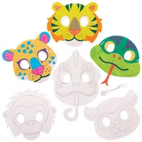 Baker Ross FX556 Regenwald Tiermasken - 10er-Set, Party Masken zum Ausmalen für Kinder Karneval Fasching Masken