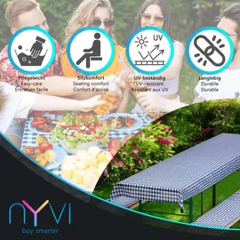 nyvi Bierbankauflagen Set 240 x 90 cm grau kariert 3-tlg.