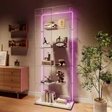 Glasvitrine Mit Led-beleuchtung – Transparente, Freistehende, Moderne Vitrine Aus Gehärtetem Glas Mit 5 Ablagen Und 2 Türen – Sammlervitrine – Schwarz