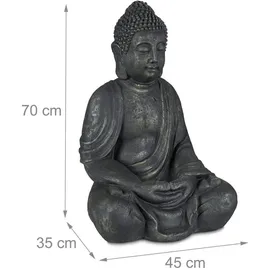 Relaxdays Buddha Figur 70 cm, anthrazit