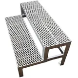 baromet 2 Stufen Stahltreppe Außentreppe Freistehend 120 cm 30-43 cm verzinkt Stahl