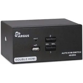 Inter-Tech AS-22HA HDMI Tastatur/Video/Maus (KVM)-Switch Schwarz