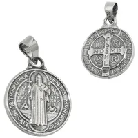 Gallay Kettenanhänger 14mm religiöse Medaille Sankt Benedikt Silber 925