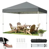 Hawthyhome Pavillon 3x3 Wasserdicht Stabil Winterfest, Faltpavillon 3x3 mit Tragetasche, Pop Up Pavillon UV Schutz 50+, Faltbar Höhenverstellbar Partyzelt Gartenpavillon Für Outdoor Camping, Grau