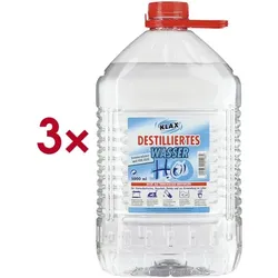 KLAX 3er-Pack Destilliertes Wasser, 5 Liter transparent