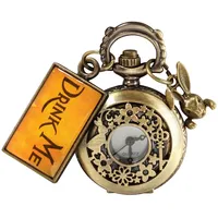Tiong Alice im Wunderland Taschenuhr mit Römischen Ziffern - Quarz Taschenuhren mit Kette für Weihnachten und Geburtstag Geschenke - 44-Little Alice, Klassisch