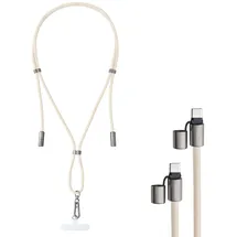Intenso Handykette mit USB-C Lade- und Datenkabel – 60W Schnellladen, größenverstellbar, 1,65 m, beige