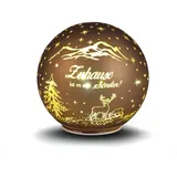 Formano Deko-Kugel braun-Gold 15 cm mit LED Licht Timer Beleuchtete Glaskugel - Weihnachtsdekoration Tisch Regal Deko-Kugel Timer Weihnachtskugel zum Stellen Weihnachten