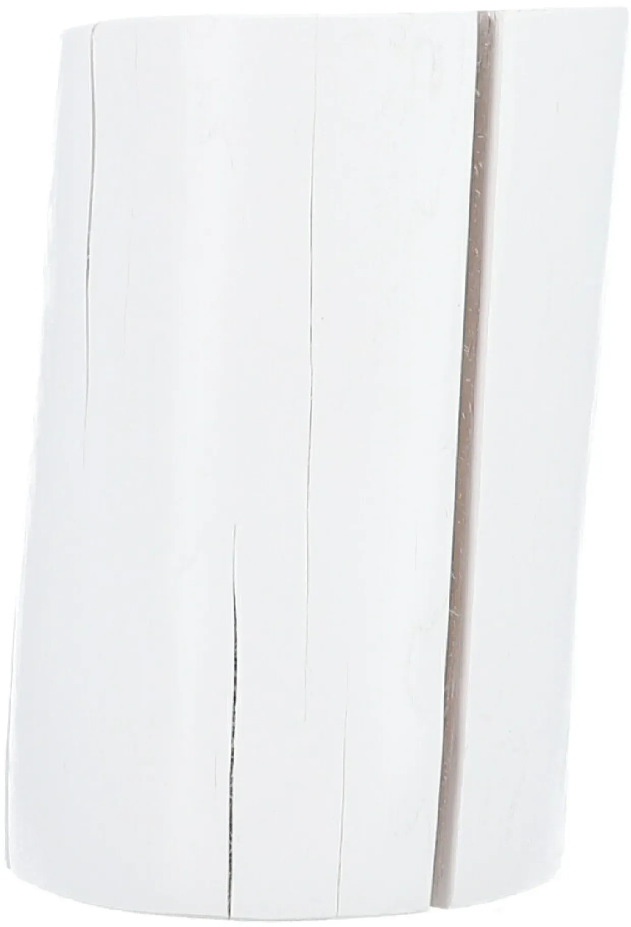 Beistelltisch Block rund, Kernesche massiv, moderner Stil, Weiß, Höhe 46 cm