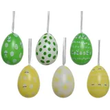 Decoris 12 Stück Kunststoff Deko Eier mit Motiv Punktemuster