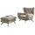 KAWOLA Sessel CHARME Cord 72 x 110 x 80 cm Steingrau mit Hockerbank