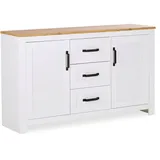 Homestyle4u Sideboard 150 x 89,5 x 41 cm Weiß / Eiche