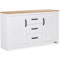 Homestyle4u Sideboard 150 x 89,5 x 41 cm Weiß / Eiche