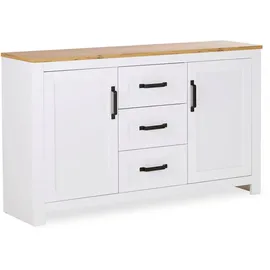 Homestyle4u Sideboard 150 x 89,5 x 41 cm Weiß / Eiche