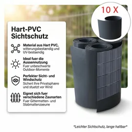 MuCoLa Sichtschutzstreifen 260 x 19 cm Grau PVC 10 St.