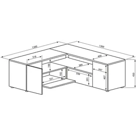 Symbiosis Angle TV-Schrank 130 130x46x130 cm Weiß/Eiche Lowboard