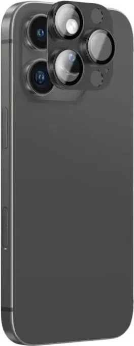 AmazingThing Luftfahrtlegierung Gehärtetes Glas für iPhone 16 Pro / 16 Pro Max Kameraobjektiv - Schwarz